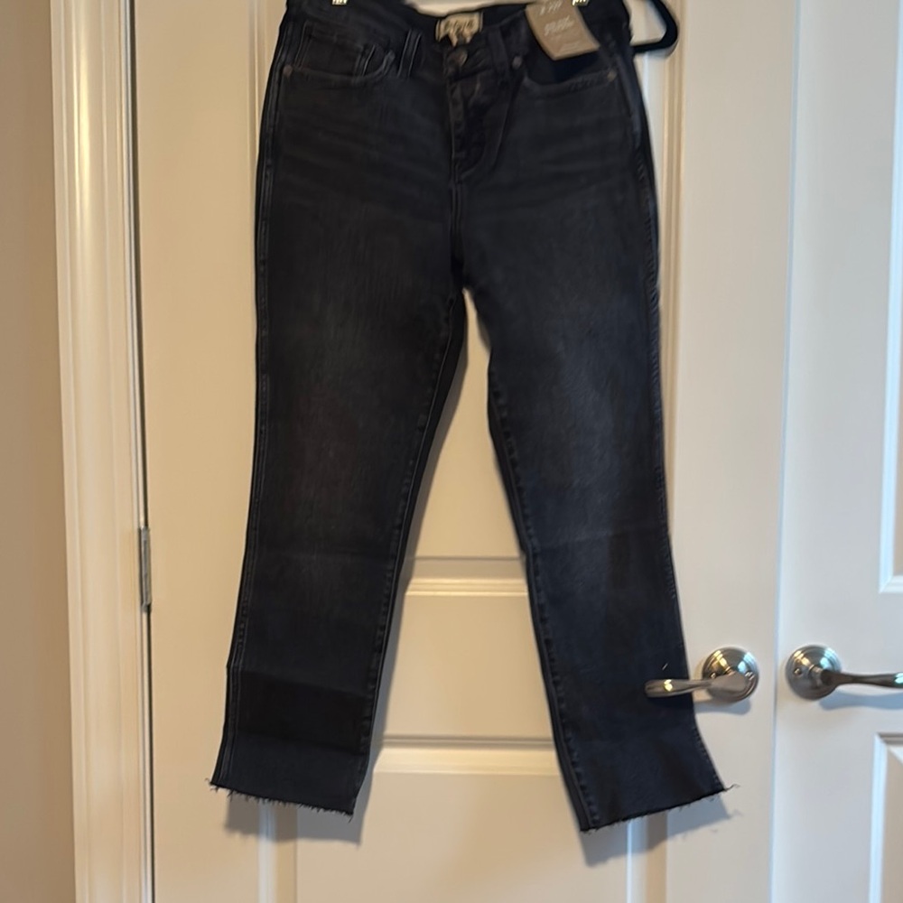 Madewell Charcoal Petite Jeans with Frayed Hem